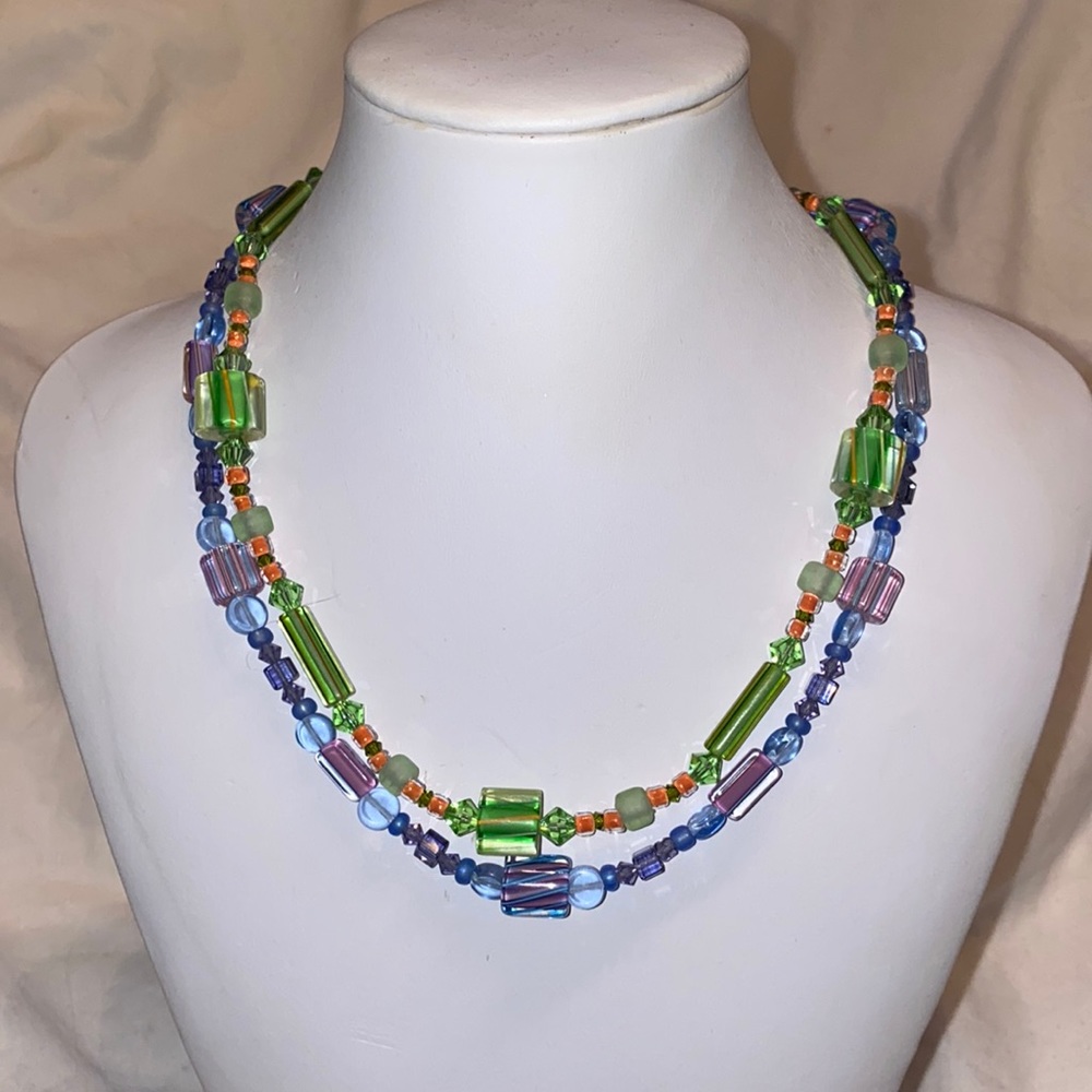 Glass Bead and Swarovski Crystal Necklace Set